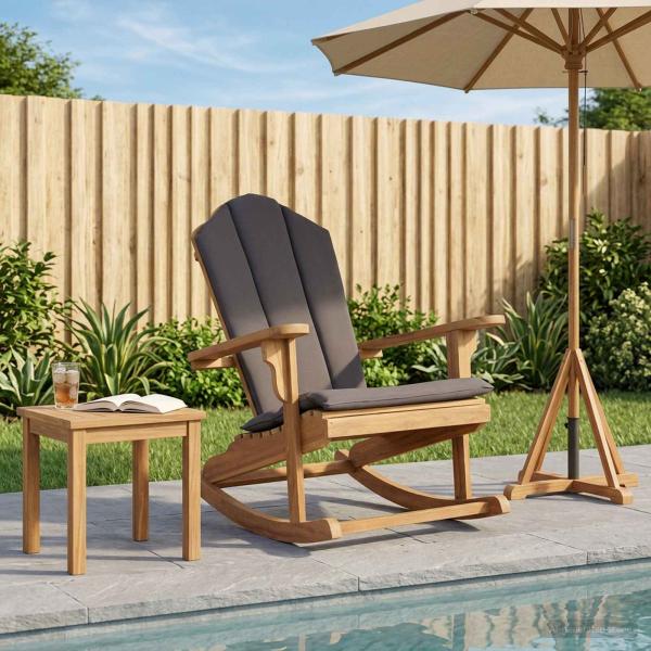 ARDEBO.de - Garten Adirondack Schaukelstuhl Natur Massivholz Teak
