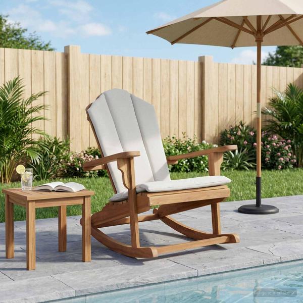 ARDEBO.de - Garten Adirondack Schaukelstuhl Natur Massivholz Teak