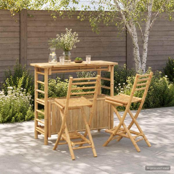 ARDEBO.de - Outdoor Bar Tisch und Hocker 3 stk. Natur Bambus