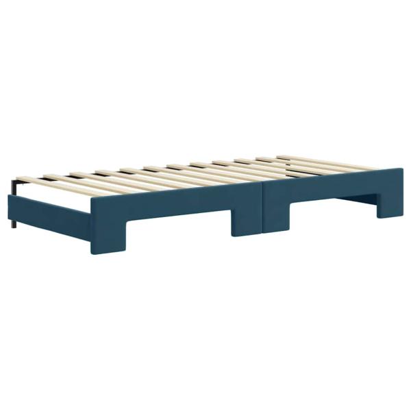 Tagesbett Ausziehbar Blau 90x200 cm Samt