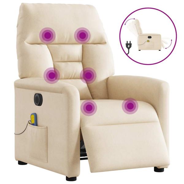 Massagesessel Elektrisch Beige Mikrofasergewebe