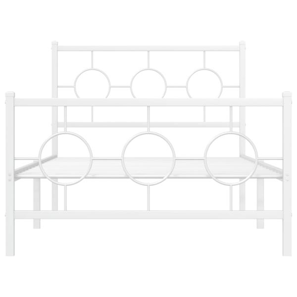 Bettgestell mit Kopf- und Fußteil Metall Weiß 100x200 cm
