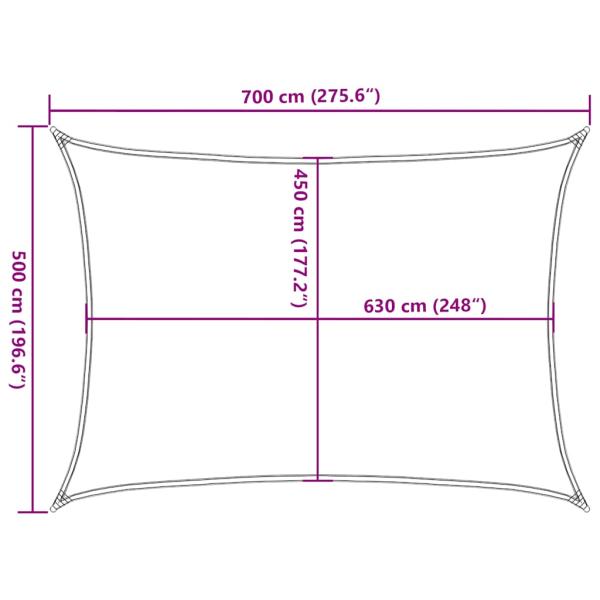 Sonnensegel 160 g/m² Taupe 5x7 m HDPE