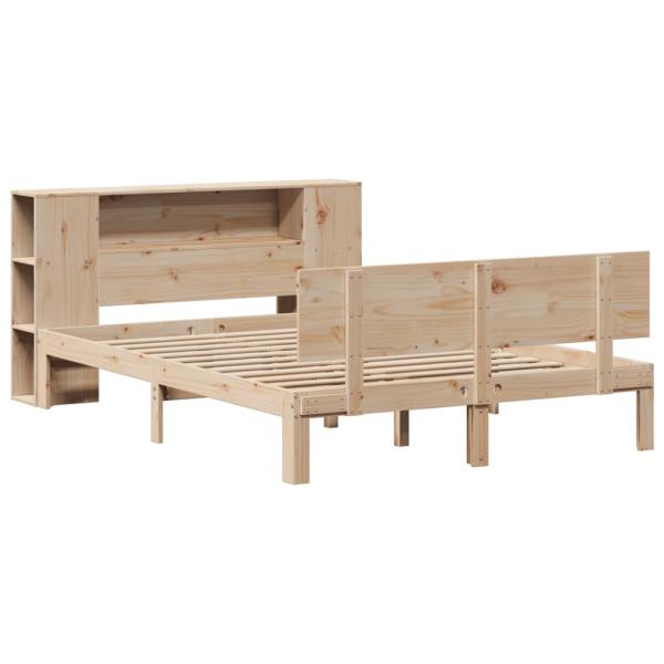Massivholzbett mit Regal ohne Matratze 135x190 cm Kiefer