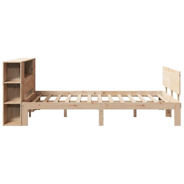 Massivholzbett mit Regal ohne Matratze 135x190 cm Kiefer