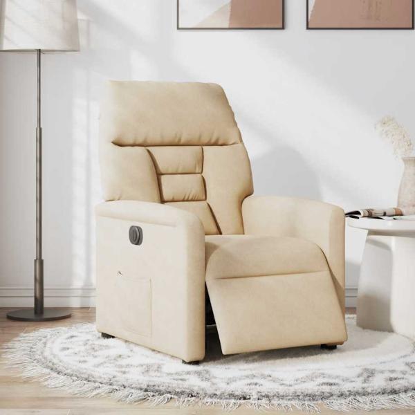 ARDEBO.de - Relaxsessel Elektrisch Creme Mikrofasergewebe