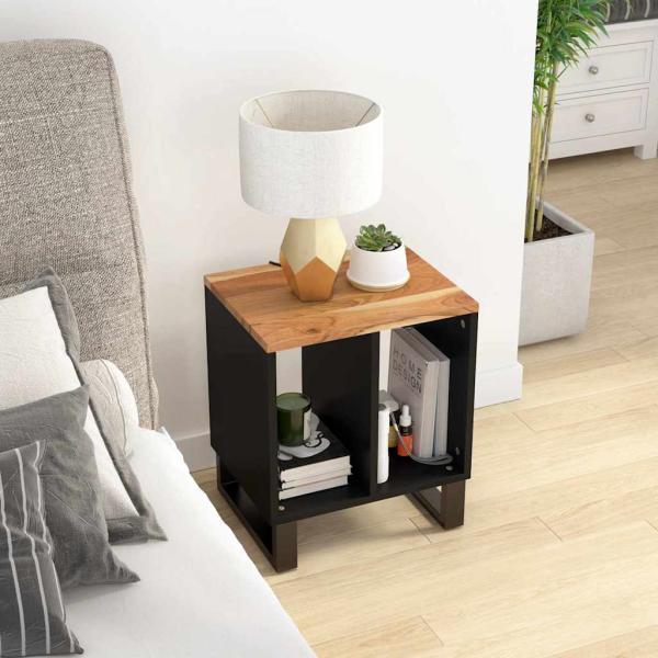 ARDEBO.de - Beistelltisch 40x31x46 cm Massivholz Akazie & Holzwerkstoff