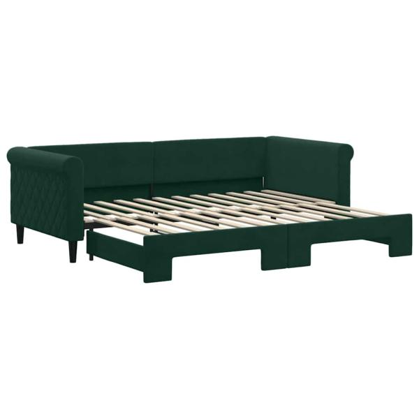 Tagesbett Ausziehbar Dunkelgrün 90x200 cm Samt