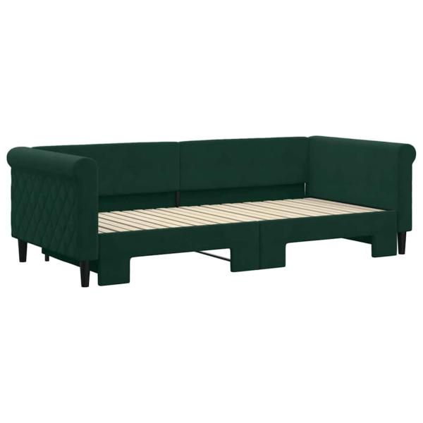 Tagesbett Ausziehbar Dunkelgrün 90x200 cm Samt