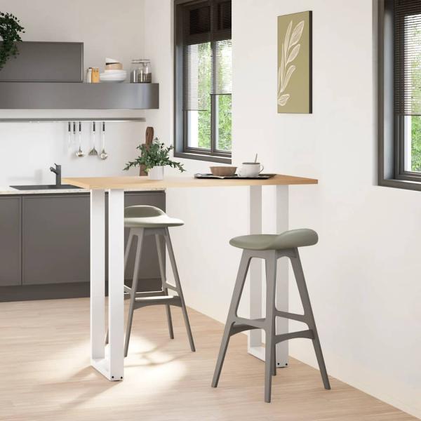 ARDEBO.de - Bartischbeine U-Form 2 Stk. Weiß 50x(110-111) cm Stahl