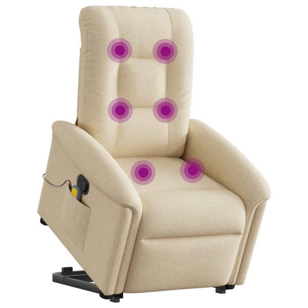 Massagesessel mit Aufstehhilfe Creme Stoff