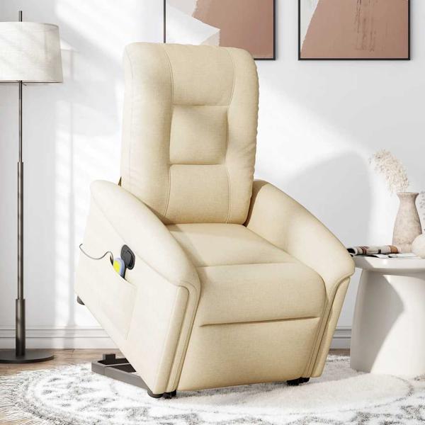 Massagesessel mit Aufstehhilfe Creme Stoff