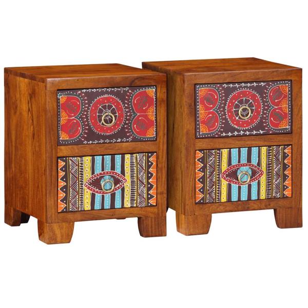 ARDEBO.de - Nachttisch 2 Stk. 35x35x45 cm Massivholz Akazie