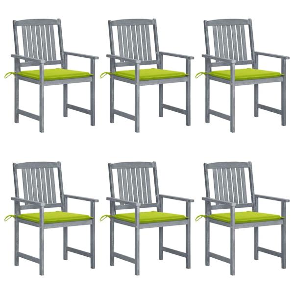 ARDEBO.de - Gartenstühle mit Kissen 6 Stk. Massivholz Akazie Grau