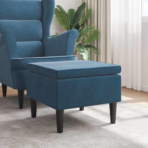 ARDEBO.de - Hocker mit Holzbeinen Blau Samt