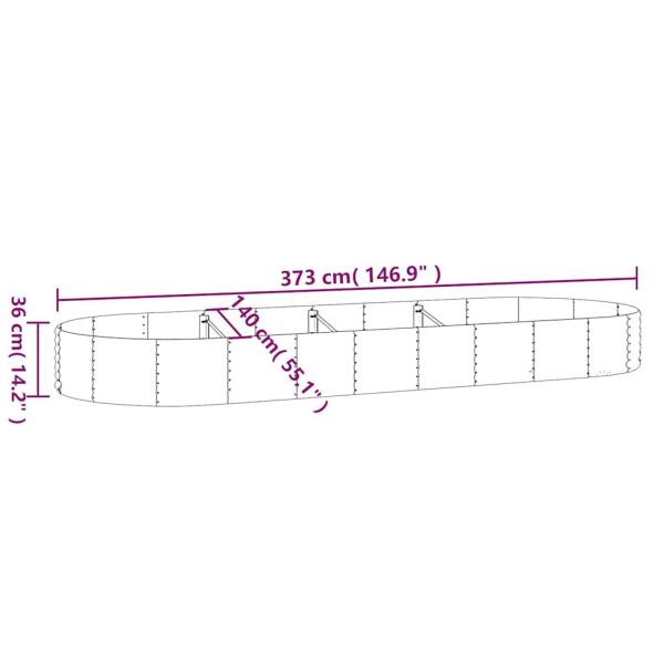 Hochbeet Verzinkter Stahl 373x140x36 cm Silbern