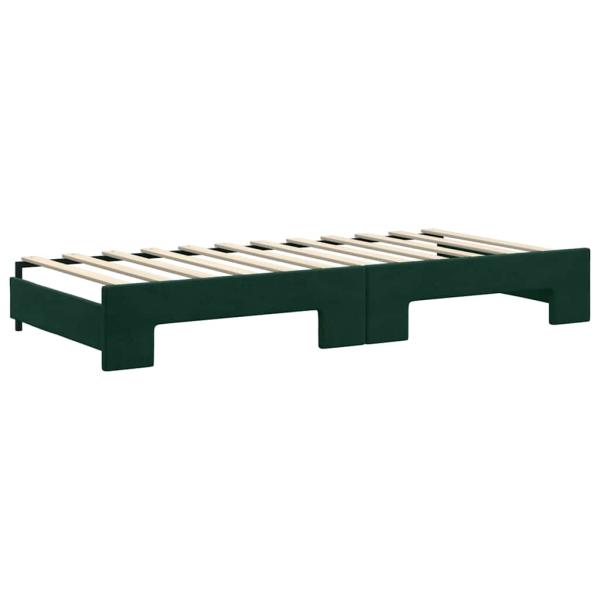 Tagesbett Ausziehbar mit Matratzen Dunkelgrün 90x200 cm Samt