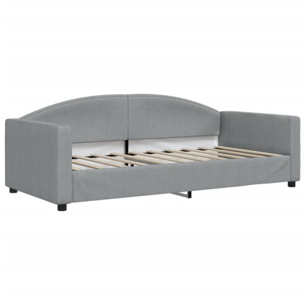 Tagesbett mit Matratze Hellgrau 90x190 cm Stoff