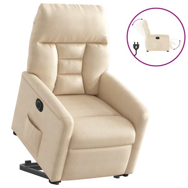 Relaxsessel mit Aufstehhilfe Elektrisch Beige Mikrofasergewebe