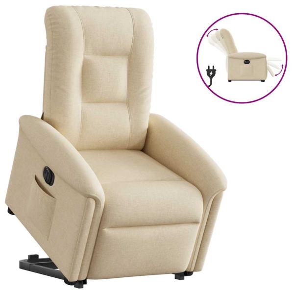 Relaxsessel mit Aufstehhilfe Elektrisch Creme Stoff