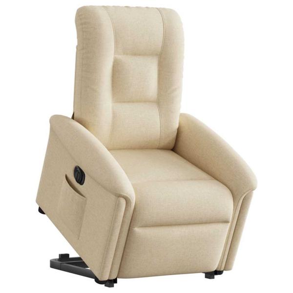 Relaxsessel mit Aufstehhilfe Elektrisch Creme Stoff