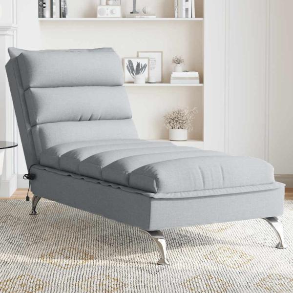 ARDEBO.de - Massage-Chaiselongue mit Kissen Hellgrau Stoff