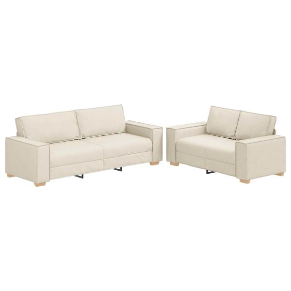 Sofa 2 stk. Beige Leinenmischgewebe