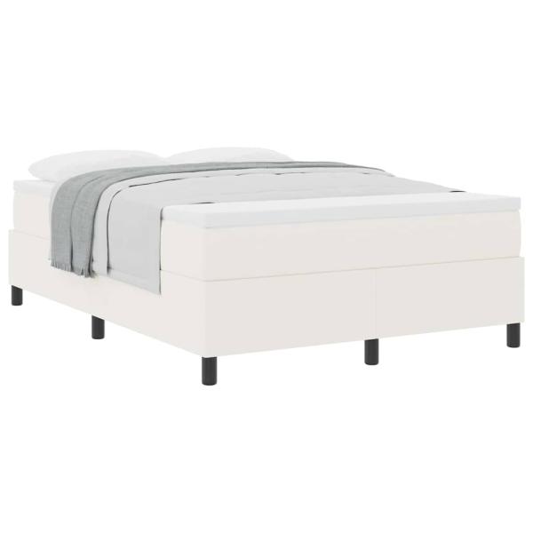 Boxspringbett Creme und Weiß 140 x 200 cm Cordstoff