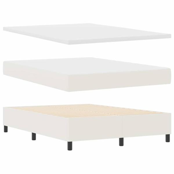 Boxspringbett Creme und Weiß 140 x 200 cm Cordstoff