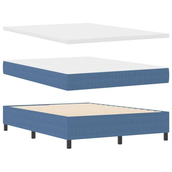Boxspringbett Blau und Weiß 140 x 200 cm Cordstoff