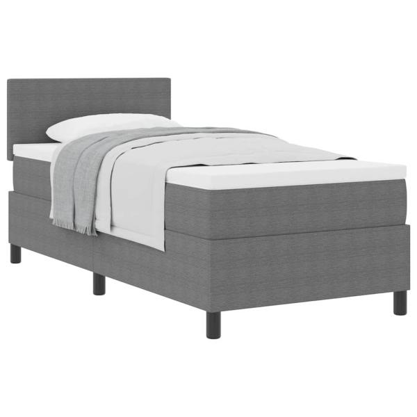 Boxspringbett Hellgrau und Weiß 100 x 200 cm Cordstoff