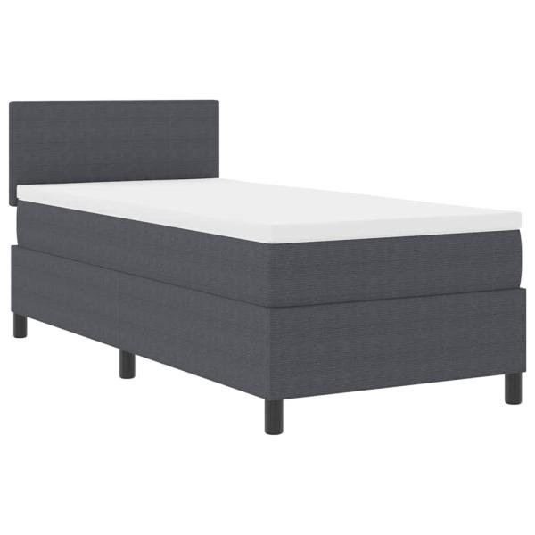 Boxspringbett Dunkelgrau und Weiß 100 x 200 cm Cordstoff