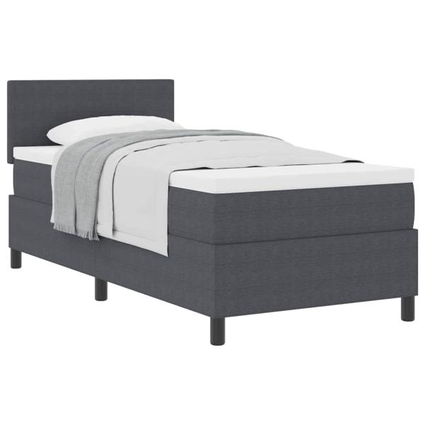 Boxspringbett Dunkelgrau und Weiß 100 x 200 cm Cordstoff