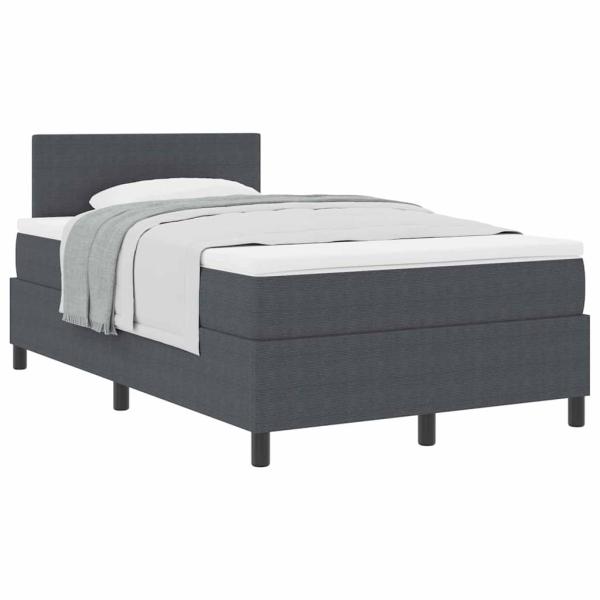 Boxspringbett Dunkelgrau und Weiß 120 x 190 cm Cordstoff