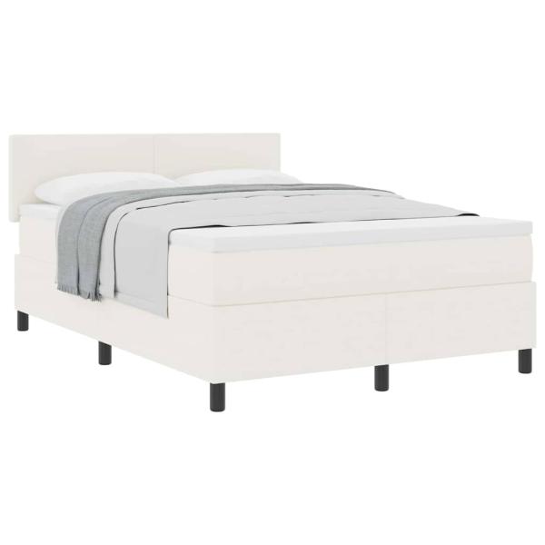 Boxspringbett Creme und Weiß 160 x 200 cm Cordstoff
