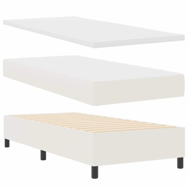Boxspringbett mit Kopfteil Creme und Weiß 80 x 200 cm Cordstoff