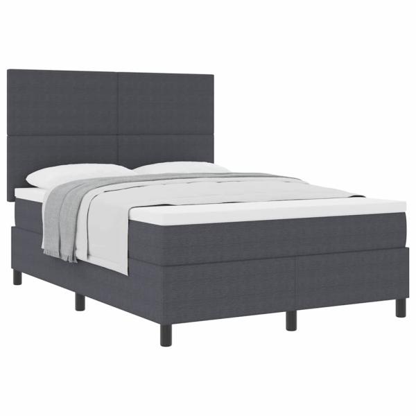 Boxspringbett Dunkelgrau und Weiß 140 x 190 cm Cordstoff