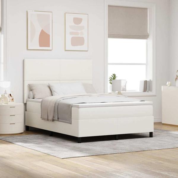 ARDEBO.de - Boxspringbett Creme und Weiß 160 x 200 cm Cordstoff