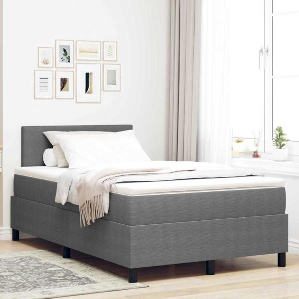 ARDEBO.de - LED Boxspringbett Hellgrau und Weiß 120 x 190 cm Cordstoff