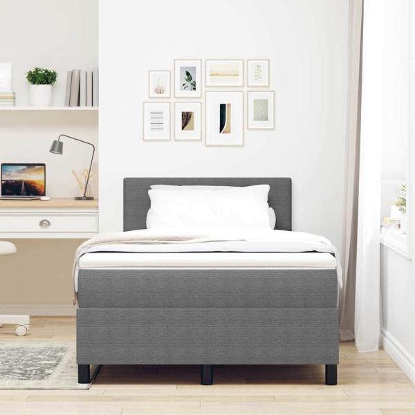 LED Boxspringbett Hellgrau und Weiß 120 x 190 cm Cordstoff