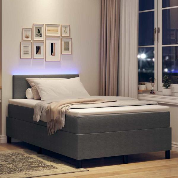 LED Boxspringbett Hellgrau und Weiß 120 x 190 cm Cordstoff