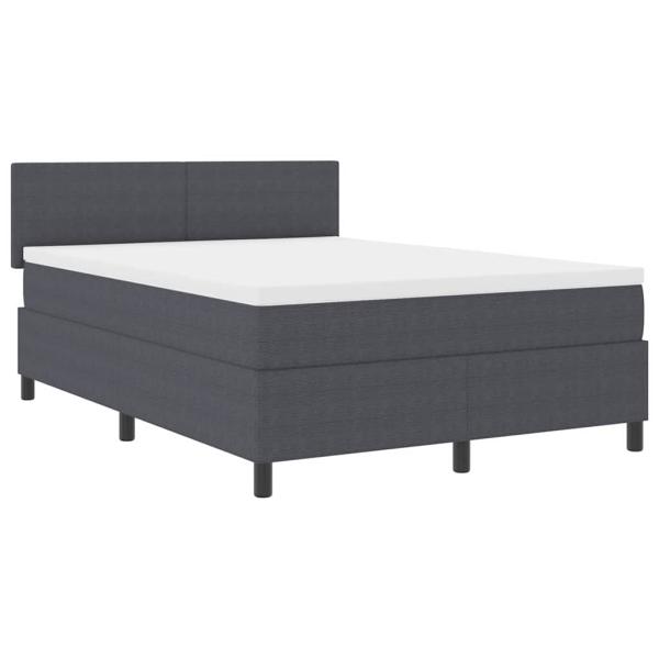 LED Boxspringbett Dunkelgrau und Weiß 140 x 190 cm Cordstoff
