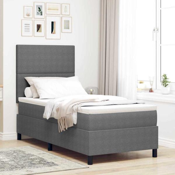 ARDEBO.de - LED Boxspringbett Hellgrau und Weiß 80 x 200 cm Cordstoff