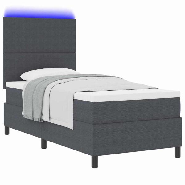 LED Boxspringbett Dunkelgrau und Weiß 80 x 200 cm Cordstoff