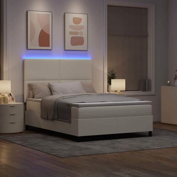 LED Boxspringbett Creme und Weiß 160 x 200 cm Cordstoff