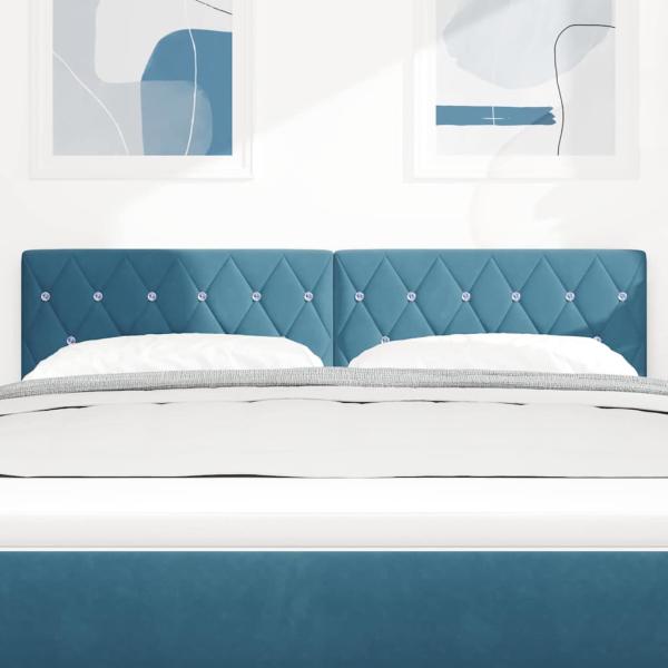 LED Kopfteil mit LED-Lichtleisten Dunkelblau 160 cm Samt