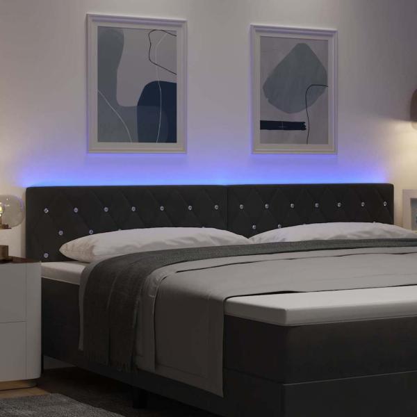LED Kopfteil mit LED-Lichtleisten Schwarz 200 cm Samt