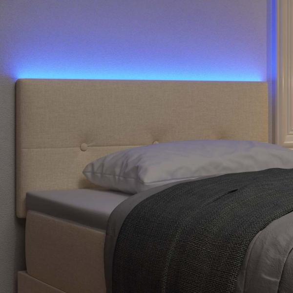 LED Kopfteil mit LED-Lichtleisten Creme 100 cm Stoff