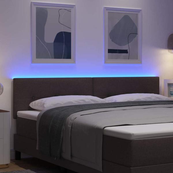 LED Kopfteil mit LED-Lichtleisten Dunkelbraun 180 cm Stoff