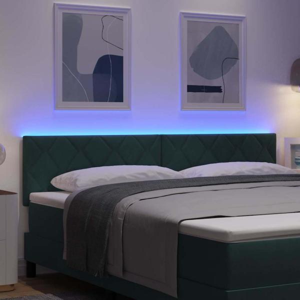 LED Kopfteil Dunkelgrün 180 cm Samt